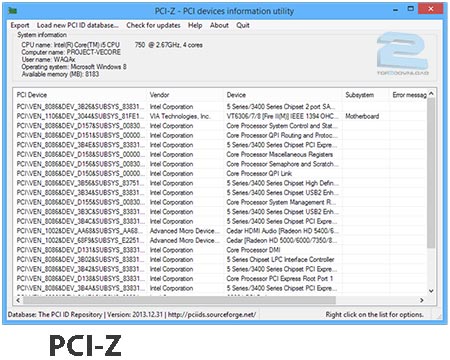 دانلود نرم افزار آگاهی از مشخصات سخت افزاری PCI-Z 1.3 Final